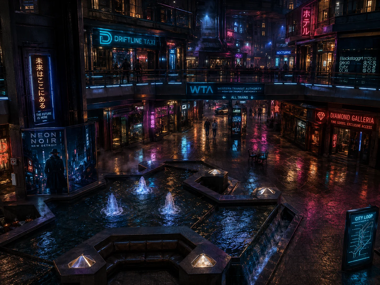 Concept visualization of a mall transformed into a New Detroit realm-resort