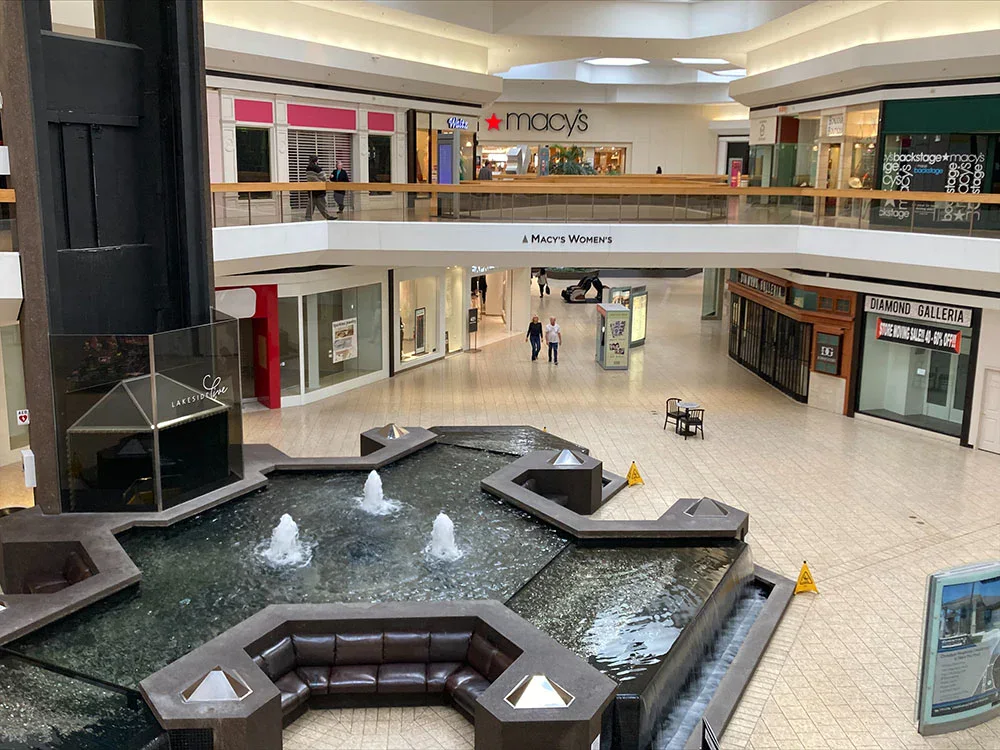 An underused mall interior before conversion
